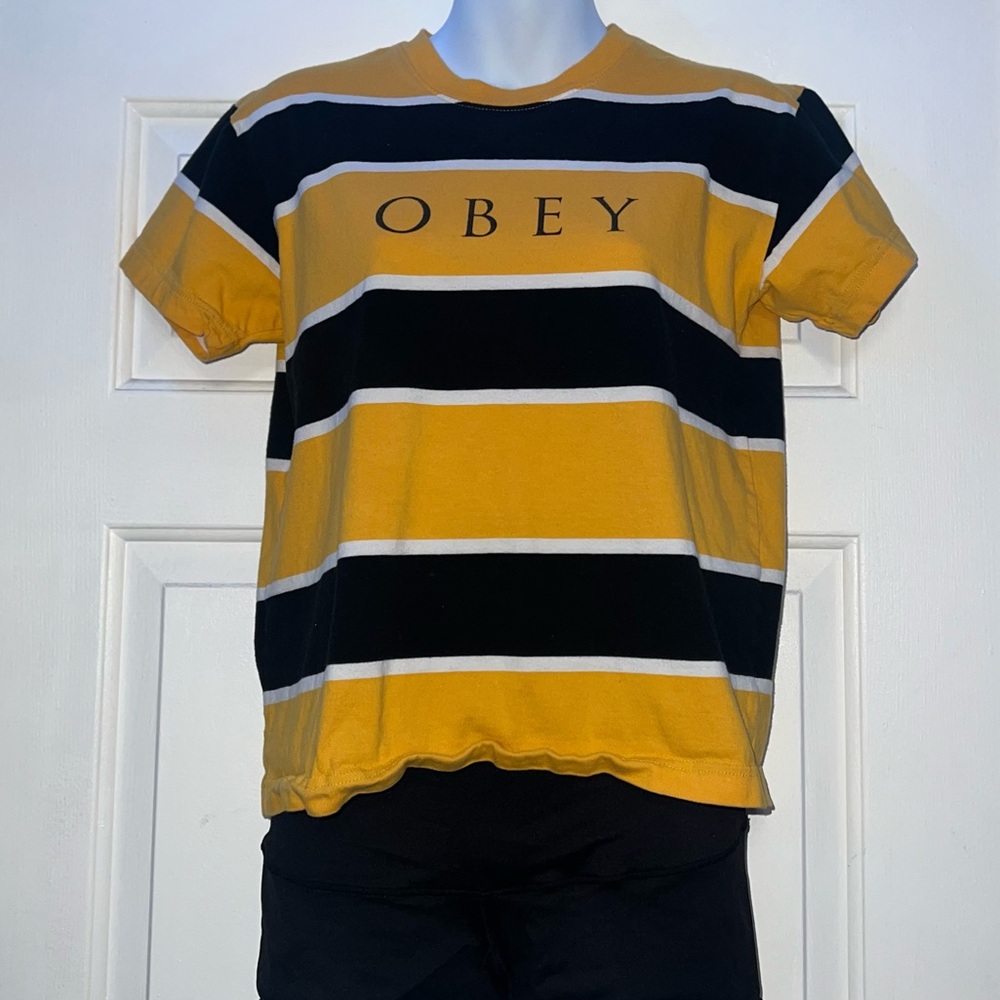 Obey Yellow Striped Shirt